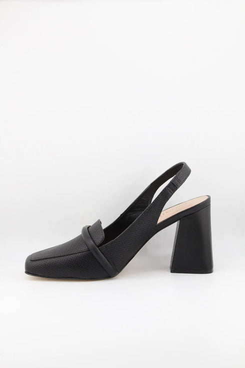 Luz da lua Textured Slingback Block Heel Mules